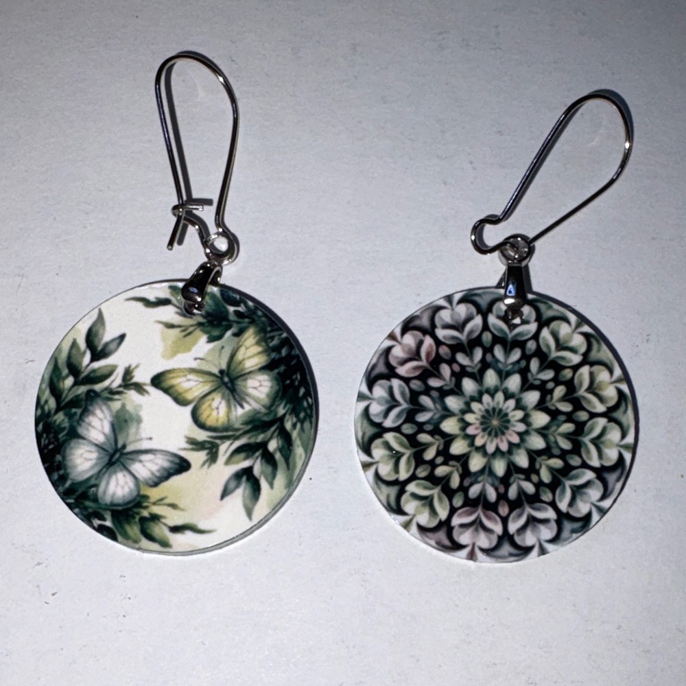 Butterfly and mandala earring